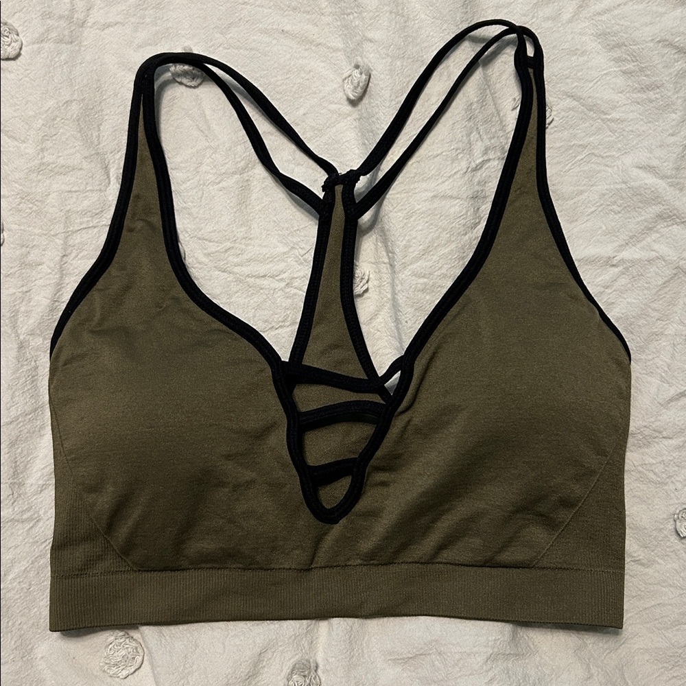 BKE Green Strappy Sports Bra